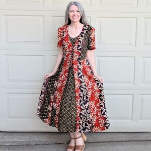 1990's 90's VINTAGE MAXI DRESS fit n flare M L